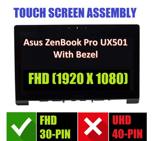 New 15.6" FHD LCD Touch Screen Bezel Assembly Asus ZENBOOK Pro UX501VW 1920x1080