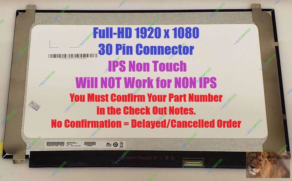 New 15.6" FHD LCD IPS Screen Display Fits Lenovo P/N 5D10P54289 
