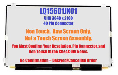 BLISSCOMPUTERS 15.6" ultraslim A+ Laptop Screen UHD 4K 3840x2160 Display IPS LED LCD Panel LQ156D1JX01 LQ156D1JX01B Monitor