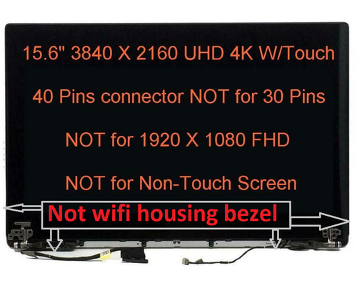 BLISSCOMPUTERS for Dell XPS 15 9550 9560 3840X2160 4K 15.6" Touch Screen LED Display LCD Complete Assembly