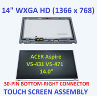 BLISSCOMPUTERS 14'' LCD Display Touch Screen Digitizer for Acer Aspire V5-471P V5-471P-6428 +Bezel
