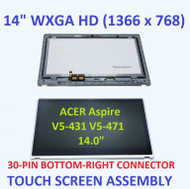 BLISSCOMPUTERS 14" 1366x768 Touch Screen Replacement with Touch Digitizer Panel Glass & LED LCD Display Assembly for Acer Aspire V5-431-4689 (With BEZEL)