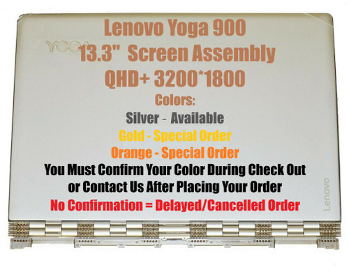 New 13.3" QHD+ 3200x1800 Golden LCD Touch Screen Complete Assembly REPLACEMENT 5D10K26885 Lenovo Yoga 900-13ISK