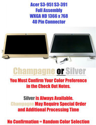 BLISSCOMPUTERS 13.3" 1366x768 LCD LED Display Screen + Bezel Frame Full Assembly for Acer Aspire S3-391-6899 (Color: Champagne)