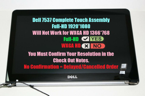 BLISSCOMPUTERS 15.6" 1920x1080 FHD LCD LED Display Screen + Hinge +Bezel + A B Case Cover Full Assembly for Dell Inspiron 15 7000 7537 (Only for Resolution 1920x1080)