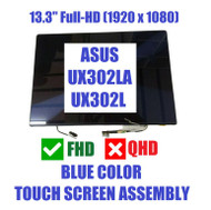 BLISSCOMPUTERS New Genuine 13.3" FHD LCD Screen Display + Touch Digitizer + Cover Cable Assembly for Asus Zenbook UX302 UX302L UX302LA UX302LG FHD (NOT for QHD)