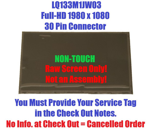 13.3" LCD LED Screen IPS 30 Pin Display REPLACEMENT DELl LQ133M1JW03 DP/N 0308X0 1920X1080