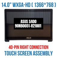 14" 1366x768 HD Assembly Touch Screen REPLACEMENT Touch Digitizer Panel Glass LED LCD Display Asus VivoBook ASUS VivoBook S400CA-MX1-H S400CA-MX2-H S400CA-MX3-H Bezel