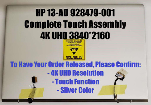 13.3" HP Envy 13-ad173cl 3840x2160 Full WLED 4K LCD Display Touch Assembly Bezel