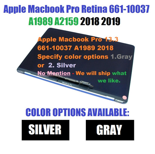 New Space Gray Silver Color for MacBook Pro Retina 13" A1989 Full LCD Display Screen Assembly MR9Q2 EMC 3214 2018 Year (Sliver)