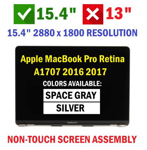 100% New for Apple MacBook Pro Retina 15" A1707 2016 2017 LCD Screen Display Assembly (Silver)