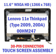 11.6" HD 1366x768 IPS LCD Panel REPLACEMENT LED Touch Screen Display Bezel Frame Assembly Lenovo Thinkpad 11e Chromebook 20D9 FRU 00HM247 00HM248