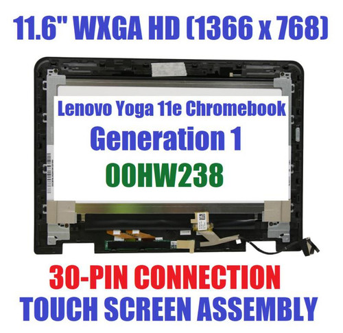 11.6" HD 1366x768 IPS LCD Panel REPLACEMENT LED Touch Screen Display Bezel Frame Assembly Lenovo Thinkpad Yoga 11e Chromebook 20DB FRU 00HM249 00HM250 00HW238
