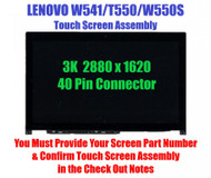 15.6" FHD++ 2880x1620 LCD Panel REPLACEMENT LED Touch Screen Display Assembly Lenovo ThinkPad T550 W550 W550s FRU 04W0014