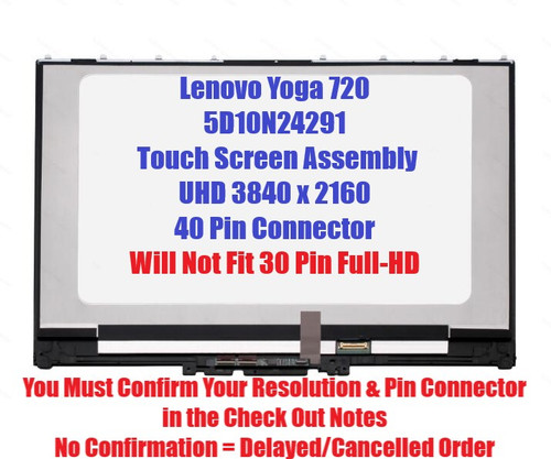New REPLACEMENT 13.3" UHD 4K 3840x2160 LCD Screen IPS LED Display Touch Digitizer Bezel Frame Touch Control Board Assembly B133ZAN02.3 Lenovo Thinkpad Yoga 720-13IKB UHD