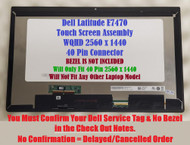 14" Dell Latitude E7470 QHD LCD Display Touch Screen Assembly Bezel B140QAN01.0