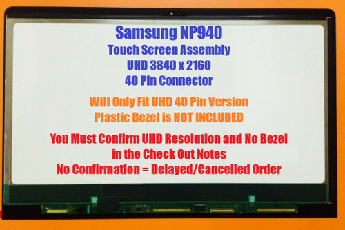 4K 15.6" UHD Touch LAPTOP LCD SCREEN Assembly SAMSUNG ATIV Book 9 NP940Z5L