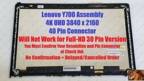 15.6" UHD IPS Touch LCD SCREEN assembly for Lenovo ideapad Y700-15ISK 80NV 40PIN