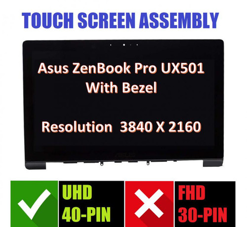 New REPLACEMENT Asus ZenBook Pro UX501J UX501JW UX501V UX501VW LCD Touch Screen Bezel 4K UHD 3840X2160