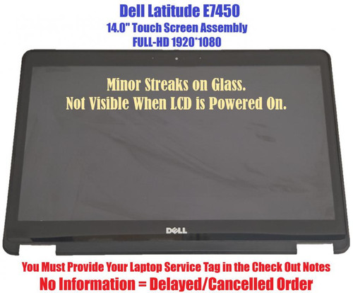 14" Dell Latitude E7450 FHD LED LCD Screen Display Assembly 2D73T 02D73T