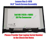 Lenovo FLEX 5-1470 81C9 14" FHD LCD LED Touch Screen Assembly w/ Bezel & Digi BD