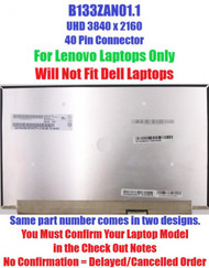 Lenovo Fru 5d10n98929 4k 13.3"led Lcd Screen Auo B133zan01.1