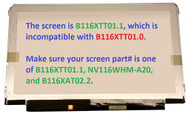 New LCD Screen NV116WHM-A20 HD 1366x768 Glossy Display 11.6"