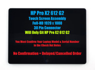 HP PRO X2 612 G2 TABLET LCD Display Screen Touch UWVA Bezel Touch Screen WUXGA+ BrightView LED