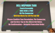 Dell PKV0V 15.6" Uhd 4k 40 Pin LCD Touch Screen Assembly I7568-5248T
