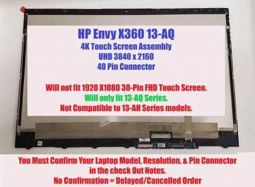 HP ENVY 13-AQ1175CL L53382-001 13.3" UHD Touch Screen Assembly