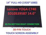 5D10S39587 14" FHD 1920X1080 LCD Touch Screen Digitizer REPLACEMENT Assembly Bezel and Board Lenovo Yoga C740-14IML 81TC C740-14 Series