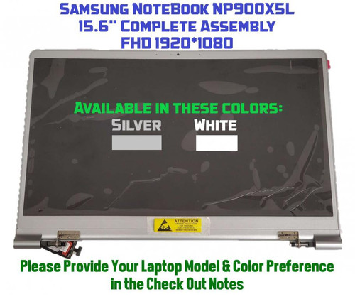 NEW Samsung NoteBook 900X5L NP900X5L-K02US 15" Silver LCD Full Screen Assembly