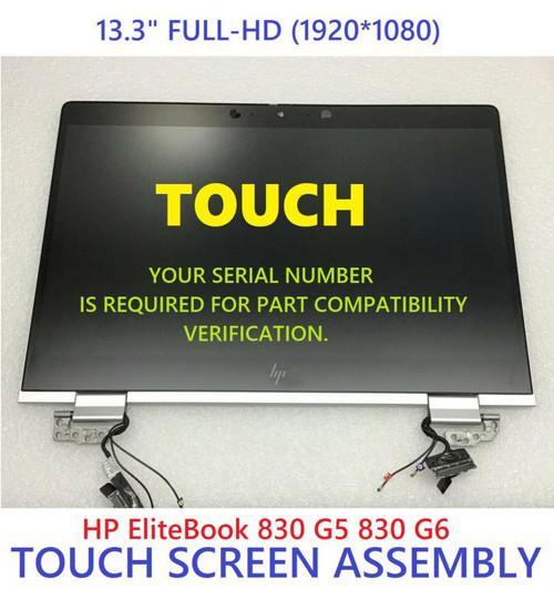Complete Assembly HP EliteBook 830 G5 13.3" Touch Screen LCD Display Panel