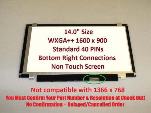 Dell 1dtdh Replacement LAPTOP LCD Screen 14.0" WXGA++ LED DIODE (01DTDH)