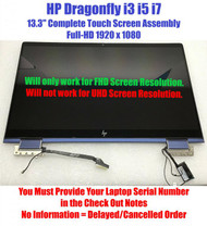 L74089-001 HP dragonfly FHD 13.3" LED screen touch display whole hinge up