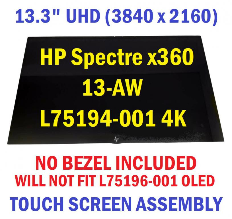 HP Spectre x360 13-aw0xxx 13.3 UHD 40 Pin Touch Screen Assembly No Bezel