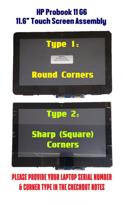 11.6" HD LED SVA Touch screen display assembly with non-HD M03751-001