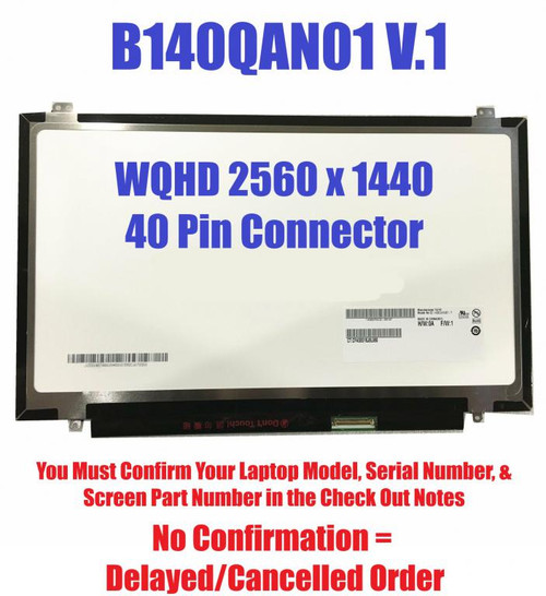 Bn 14.0" Led Qhd Display Screen Ag Auo Au Optronics B140qan01.1 H/w:0a F/w:1