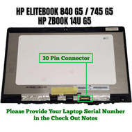 Hp Elitebook 745 G5 14" Fhd LCD Display Touch Screen Digitizer Bezel Assembly