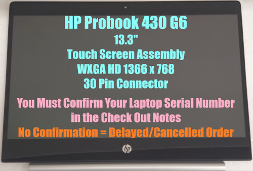 L44546-001 HP Probook 430 G6 13.3" LCD Display Screen Touch Digitizer Assembly