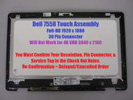 Dell Inspiron 7558 Touch Screen LCD Assembly Bezel 15.6 FHD 6Y0KK LTN156HL08-201