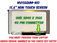 Nv156qum-n51 15.6" 4k Led Lcd Screen Edp 40 Pin 3840x2160 Uhd Ips Non-touch