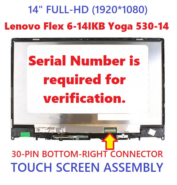Lenovo Ideapad Yoga 530-14IKB Type 81EK 14" LED FHD IPS Display Screen Matte