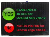 Lenovo 12.0" Led Qhd+ REPLACEMENT Touch Laptop Assembly 5d10m65391 B120yan01.0