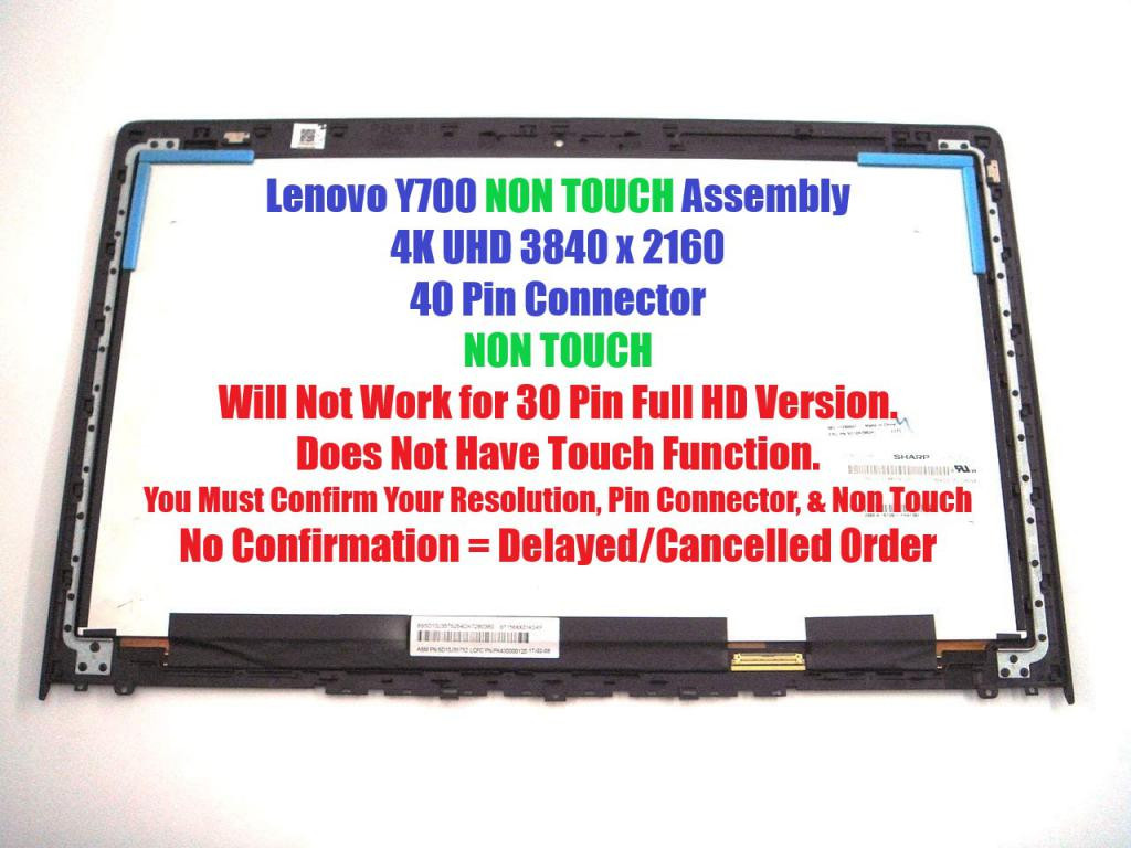 Lenovo IdeaPad Y700-15ISK LCD Screen Display Assembly Panel Pack UHD  5D10K29634
