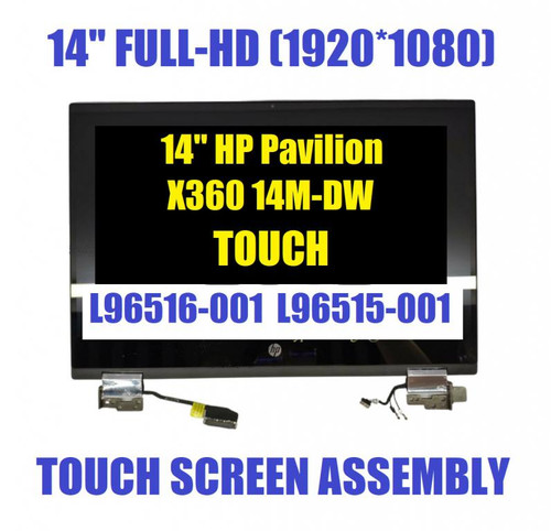 L96515-001 LCD Display-Up Full Assy w/ Hinge For hp pavilion x360 14m-dw0023dx