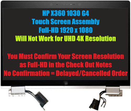 L70760-001 HP EliteBook x360 1030 G4 13.3" Touch screen LCD Display Assembly