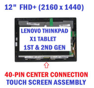 00NY895 New Full ThinkPad X1 TABLE 20GG001NUS 12.0" QHD LCD LED Touch Screen Digitizer Assembly Bezel 40 PIN