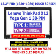 Lenovo ThinkPad Yoga X13 Gen 1 LCD Touch Screen Display Assembly 5M10Y75556