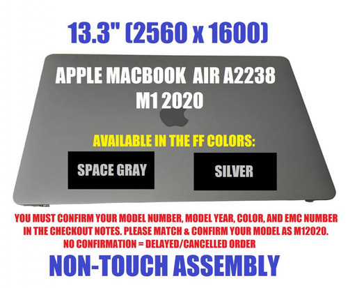 EMC3578 For MacBook Pro A2338 M1 2020 MYD83LL/A Gray Retina LCD Complete Screen